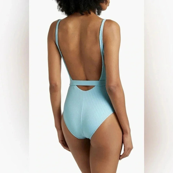 Melissa Odabash sky St. Tropez belted ribbed swimsuit size 10 B2102 - Picture 3 of 9